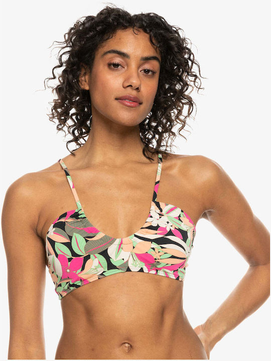 Roxy Padded Bikini Bra Beach Classics with Adjustable Straps Anthracite Floral