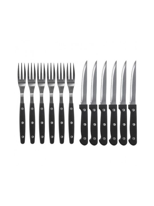 Excellent Houseware Σετ Μαχαιροπίρουνα Ανοξείδωτα Μαύρα 24τμχ