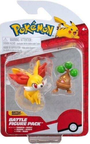 Jazwares Miniature Toy Pokemon Fennekin, Bonsly Multicolour 5cm