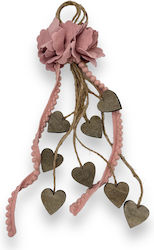 Bonbonnière Flowers Old Pink Old Pink Wooden Hearts 26cm B51a Rin-b51a