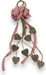 Μπομπονιέρα Λουλούδια Old Pink Ξύλινες Καρδιές 26cm Β51α Rin-b51a