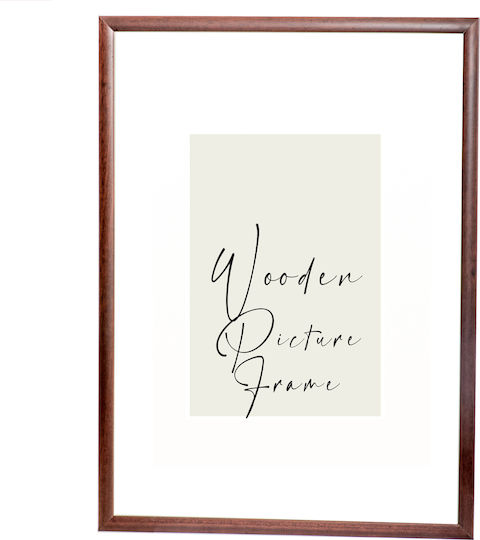 Wall-mounted Wooden Photo Frame with Brown Frame