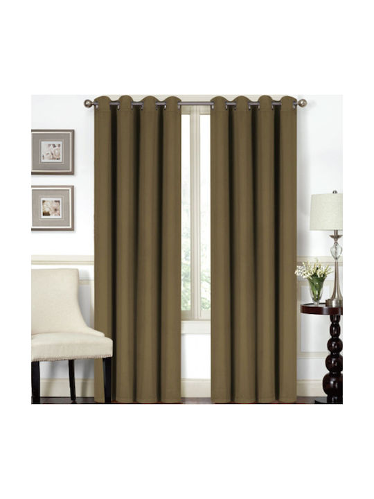Import Hellas Curtain Blackout with Grommet Brown 140x270cm