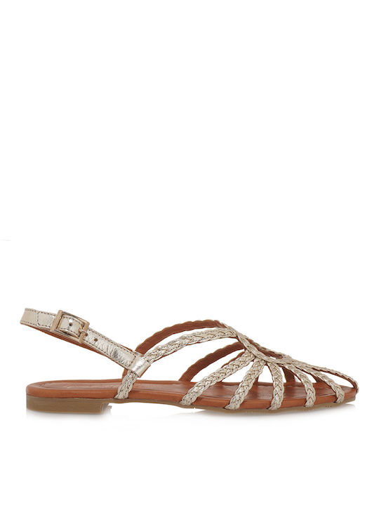 Giovanni Morelli Leather Women's Flat Sandals in Gold Color