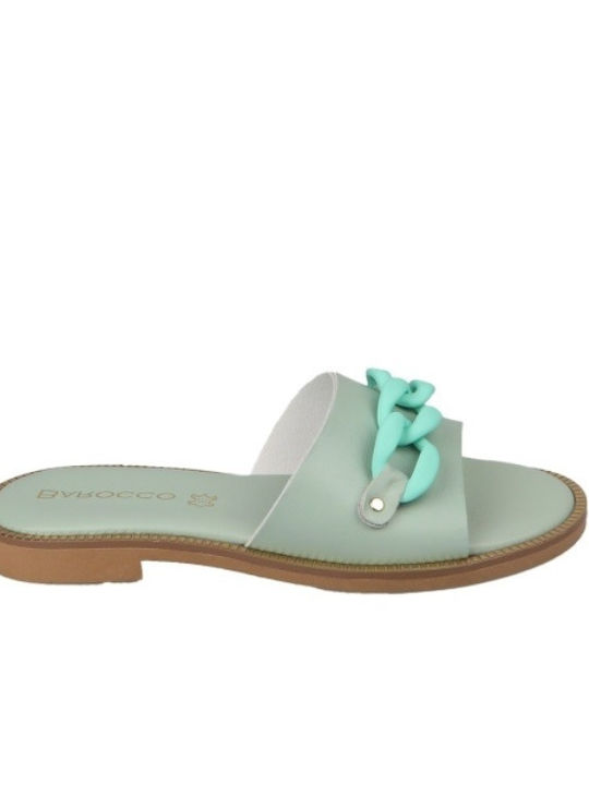 Women's Flat Sandals in Green Color