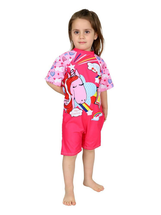 Waves Kids Swimwear One-Piece Sunscreen (UV) Fuchsia