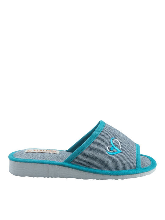 Kolovos Winter Women's Slippers in Turquoise color