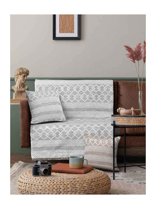 Madi Eclectic Ριχτάρι Τριθέσιου Καναπέ Γούνινο 170x300εκ. Grey