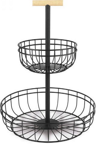 Lacor Fruit Bowl Plastic 2 Levels Black 24cm