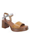 Valeria's Anatomic Leather Women's Sandals with Ankle Strap Tabac Brown