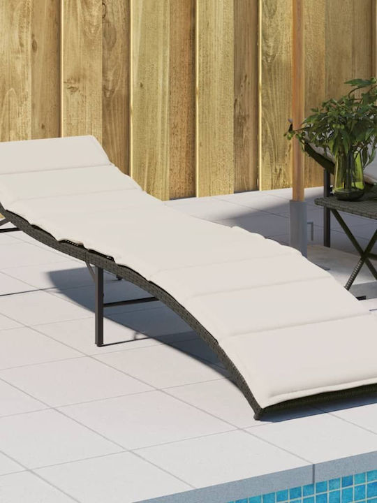 Ξαπλώστρα Rattan με Μαξιλάρι Μαύρη 199x55x50εκ.