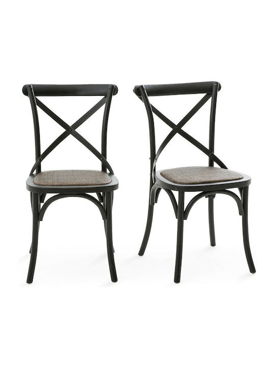 Humphrey Cafe Wooden Chair Black 53x49x89cm 2pcs