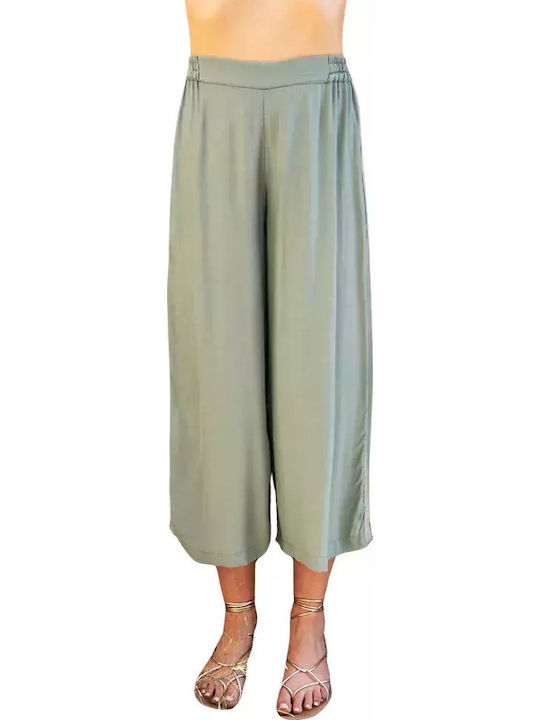 Aggel Damen Stoff Capri Hose Teal