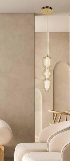 Zambelis Lights LED Κρεμαστό Φωτιστικό Χρυσό 12x12x41.5εκ.