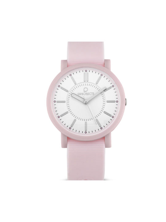 OPS! Objects Watch with Pink Rubber Strap