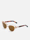 0002 Women's Sunglasses with Beige Plastic Frame and Brown Lens
