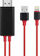 HDMI-Kabel männlich - HDMI männlich / Blitzschlag männlich 2m Rote