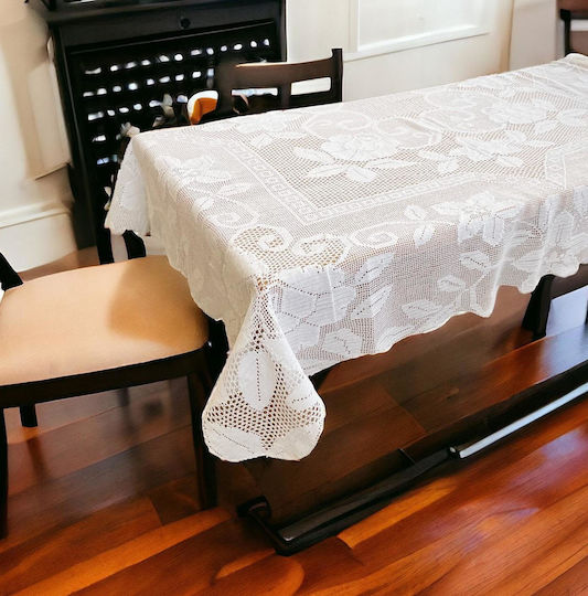 Linea Home Τραπεζομάντηλο Πλεκτό Λευκό 180x180εκ.