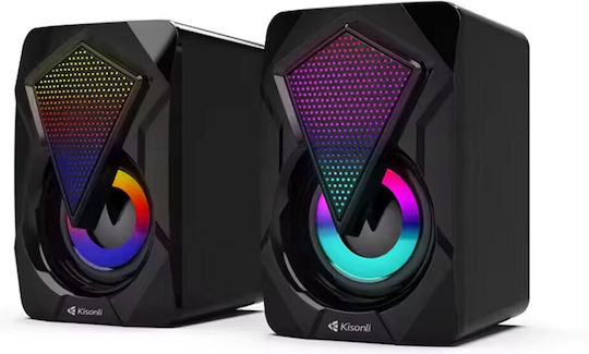 Kisonli L-9090 2.0 Speakers with RGB 3W Black