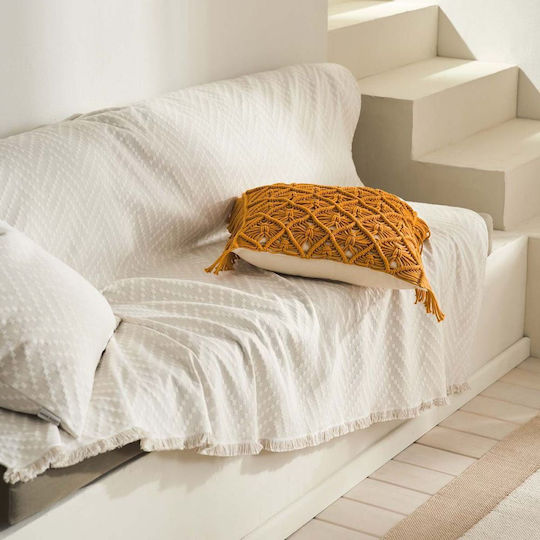 Gofis Home Cuverturi Pentru Canapea 4 Locuri Jacquard 180x350cm Bej Natural 401