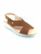 Laura Azana Leather Women's Flat Sandals Anatomic in Tabac Brown Color