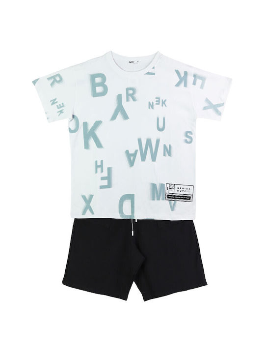 Nek Kids Wear Kids Set with Shorts Summer 2pcs White