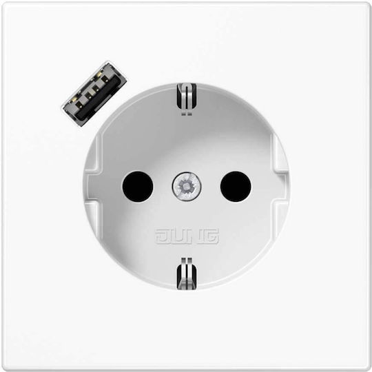 Jung Priză Electrică Mortice Simplă cu 1 Port USB Albă