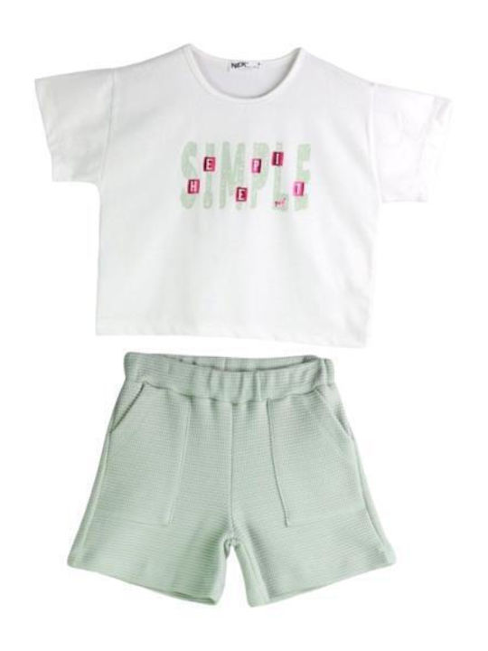 Nek Kids Wear Kids Set with Shorts Summer 2pcs White