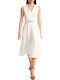 Καλοκαιρινό Midi Φόρεμα Αμάνικο Off White