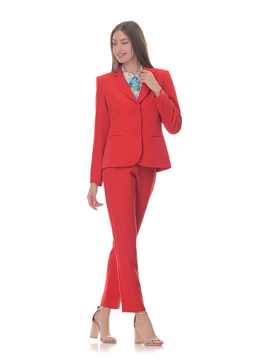 Costume Red Crepe Bottom Suit