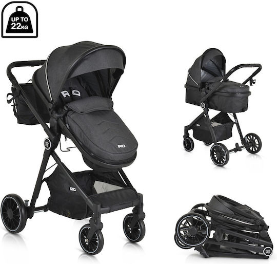 Moni Rio Verstellbar 2 in 1 Baby Kinderwagen Geeignet für Neugeborene Black