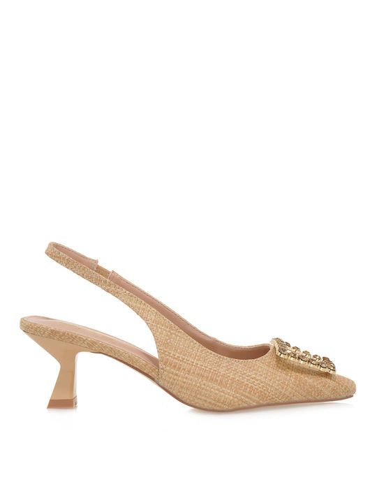 Exe Beige Medium Heels with Strap