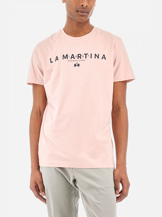 La Martina T-shirt Bărbătesc cu Mânecă Scurtă Pink