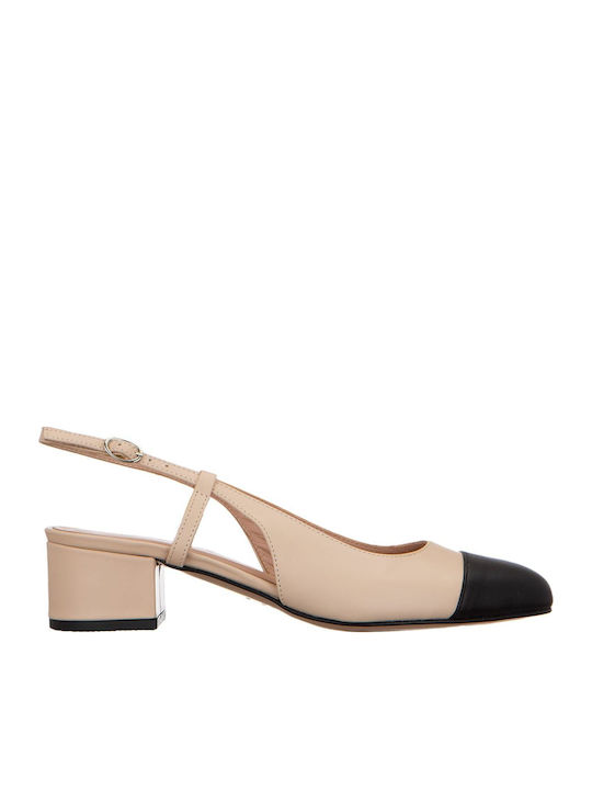 Δαντε Lea Δαντε Slingback Καλογηρου Beige-black Δέρμα