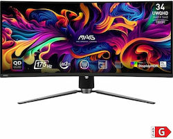 MSI Mag 341CQP QD-OLED Ултраширок QD-OLED HDR (High Dynamic Range) Извити Монитор 34" QHD 3440x1440 175Hz с Време за Реакция 0.03мс GTG