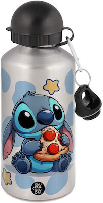 Koupakoupa Stitch Pizza Kids Water Bottle Thermos Lilo & Stitch Aluminium with Straw Silver 500ml