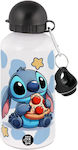 Koupakoupa Stitch Pizza Kids Water Bottle Thermos Lilo & Stitch Aluminium with Straw White 500ml