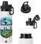 Koupakoupa Μεταλλικό Kinder Trinkflasche Thermos Fortnite Aluminium mit Strohhalm 850ml