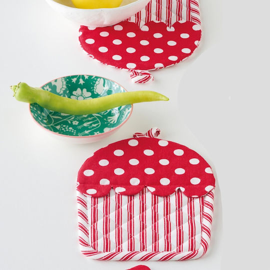 Kentia Loft Cupcake Pot Holder Fabric Red 2pcs