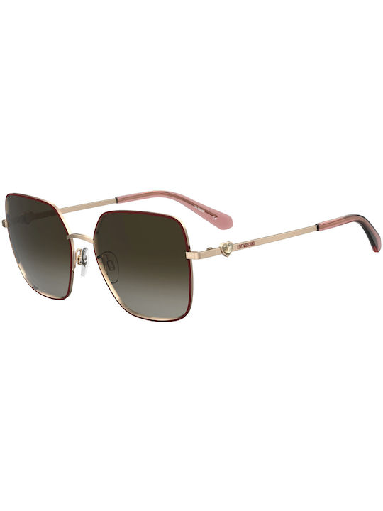 Moschino Love Women's Sunglasses with Gold Metal Frame and Brown Gradient Lens MOL075/S 6K3/HA