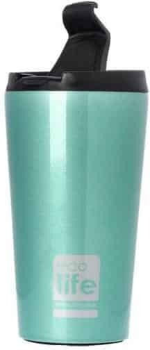 Ecolife Coffee Cup Glass Thermos Stainless Steel BPA Free 370ml Light Blue