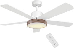 Izzy IZ-9032 Ventilator de Tavan 132cm cu Lumină și Telecomandă Alb