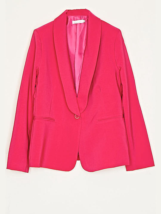 Cuca Damen Krepp Mittellang Blazer Fuchsia