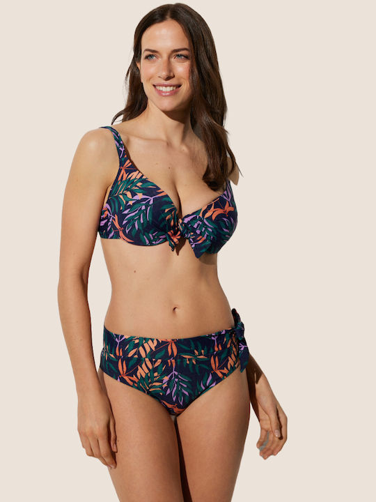Ysabel Mora Set Bikini cu Umplutură Talie înaltă Floral Dark blue