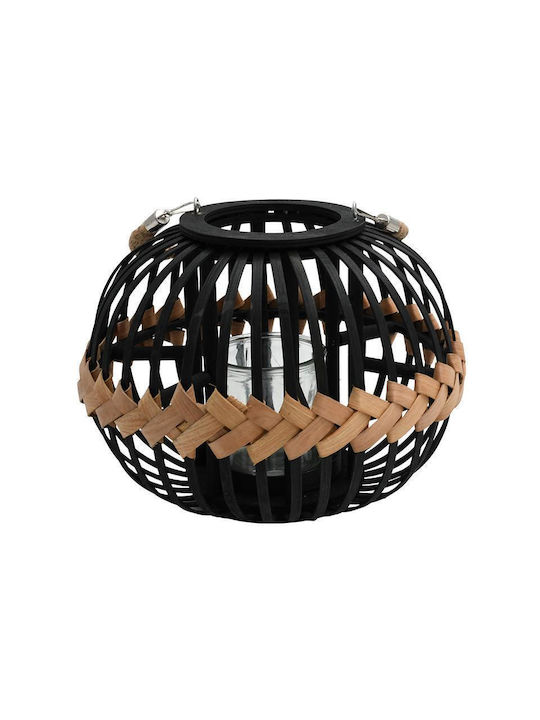 Wicker Lantern Black 30x23cm