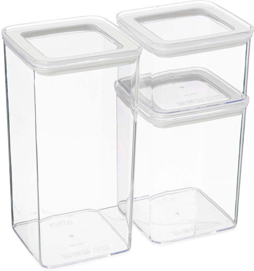 5Five Set 3Stücke Lebensmittelgläser Allgemeine Verwendung mit luftdichtem Kunststoffdeckel Transparent 500ml