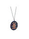 Blue Wooden Frida Kahlo Motif Necklace