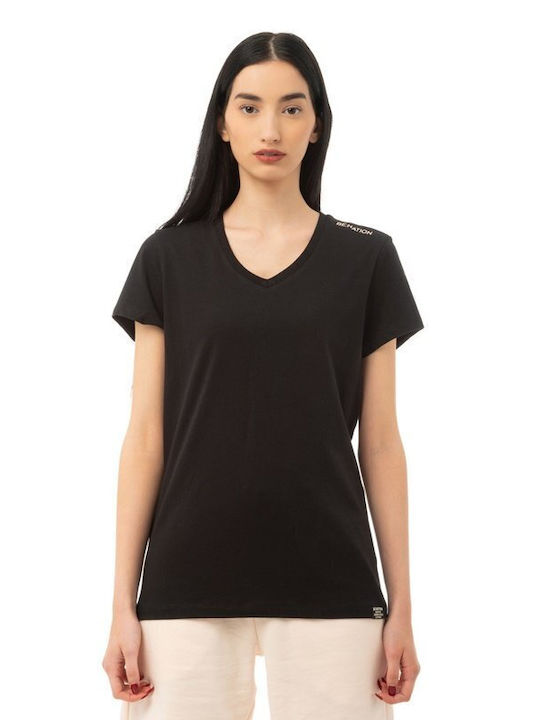 Be:Nation Women's T-shirt with V Neck Black