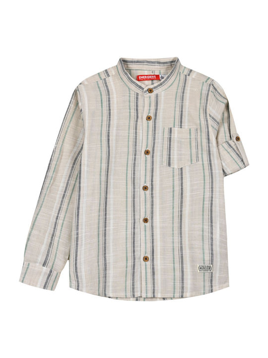 Energiers Kids Striped Linen Shirt Ecru