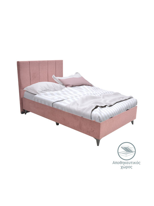 Dreamland Semi-Double Fabric Upholstered Bed Rotten Apple with Storage Space & Slats for Mattress 120x200cm